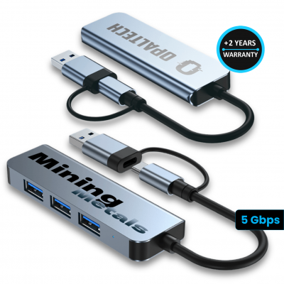 DÁTOVÝ A NAPÁJACÍ USB 3.0 HUB, USB-C + USB-A