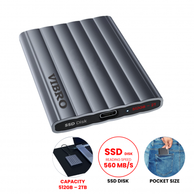 VYSOKORÝCHLOSTNÝ PRENOSNÝ SSD DISK S USB-C KONEKTOROM