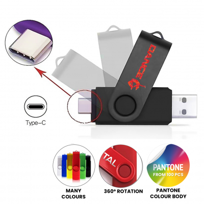 OTG USB FLASH DISK OTOČNÝ S KONEKTOROM USB-C (Type-C)